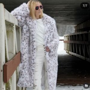 Liliana Snow Leopard Faux Fur Coat